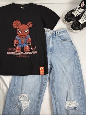 Marvel Spider Man Graphic Tee Black Mens Medium Streetwear Comic Shirt